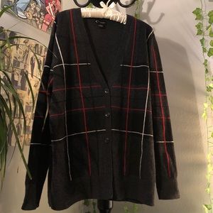 100% Cashmere Plaid Cardigan